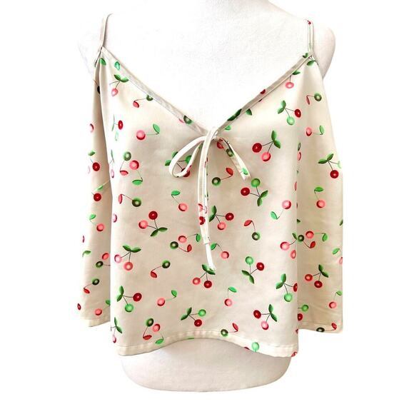 Y2K Vintage Satin Cami Slip Style Cherries Bow Plus Size XXL Cherrygirl - Picture 1 of 8
